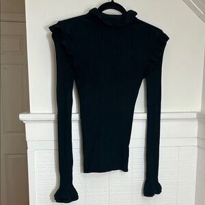 Marie Oliver Tinley Rib-Knit Fitted Sweater Dark Greek size Small